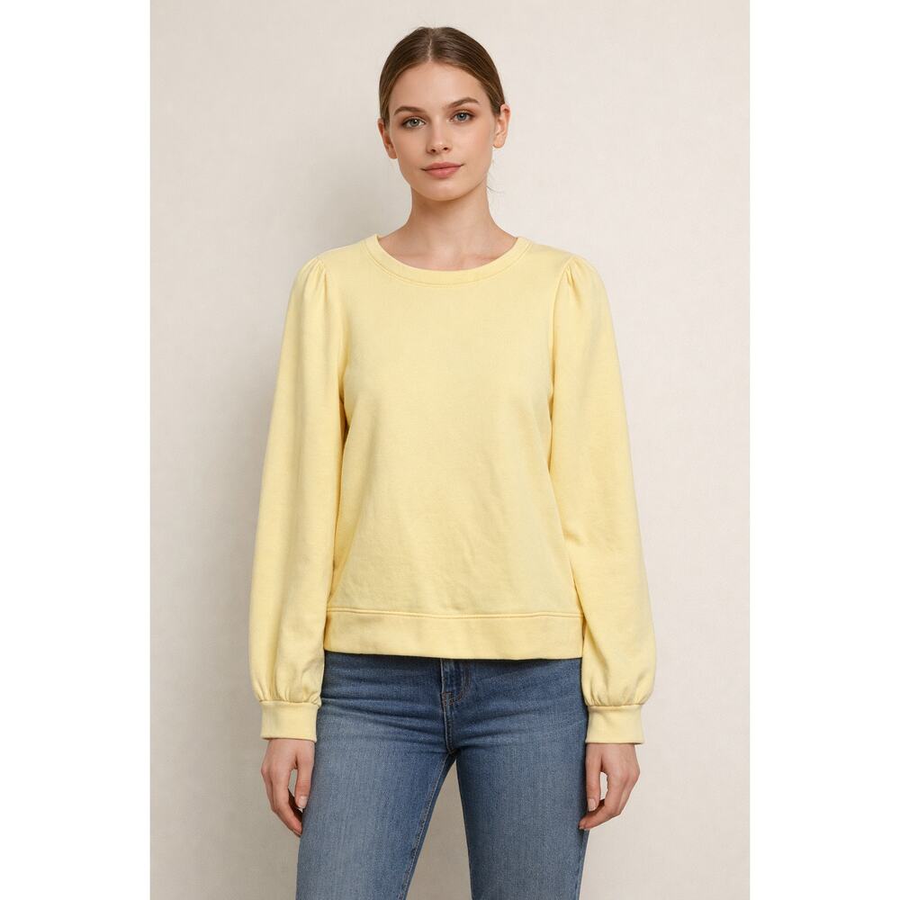 Talbots Puff Sleeve Fleece Top Sweatshirt Size XS Yellow Womens